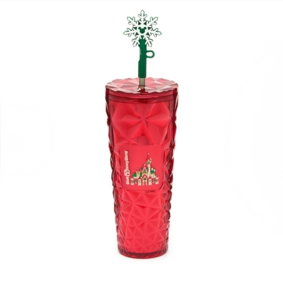 Starbucks Other - Starbucks DisneyWorld Red Holiday Tumbler with Snowflake Straw NEW IN BOX